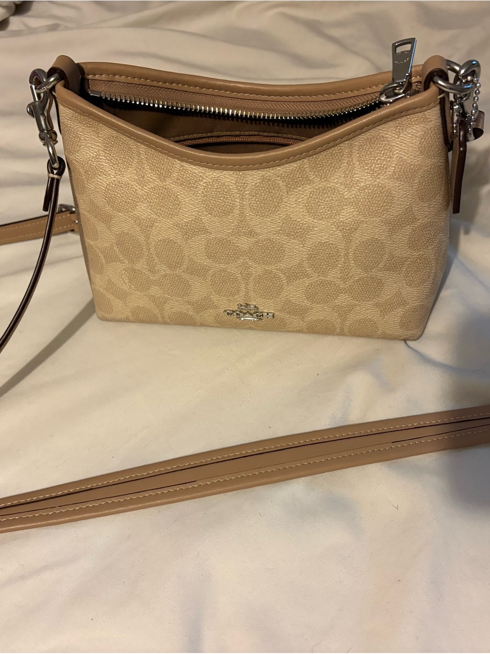 Coach Beige/Tan Signature Canvas Crossbody Bag